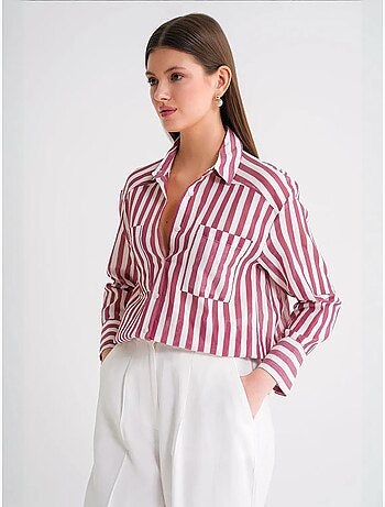 Chemise en popeline rayée avec poche mixray