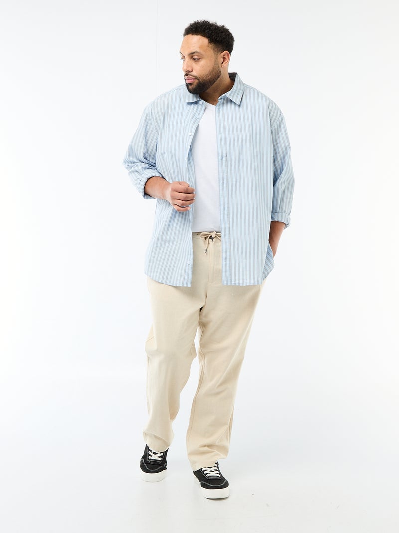 Chemise en popeline rayée Bleu - Kiabi