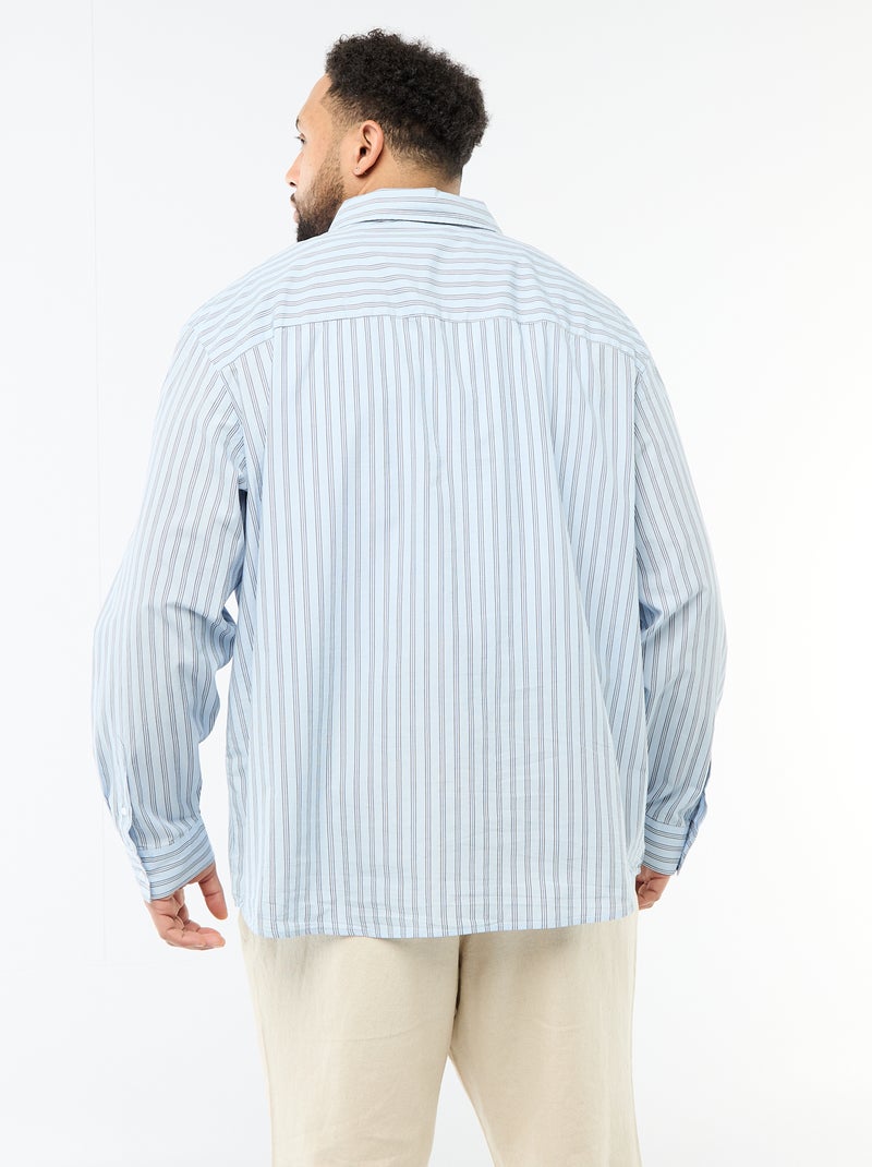 Chemise en popeline rayée Bleu - Kiabi