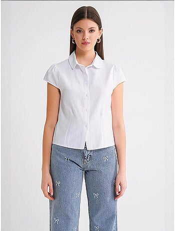 Chemise en popeline slim fit avec fermeture à boutons mixray
