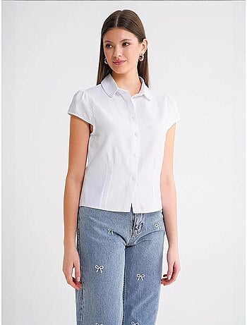 Chemise en popeline slim fit avec fermeture à boutons mixray