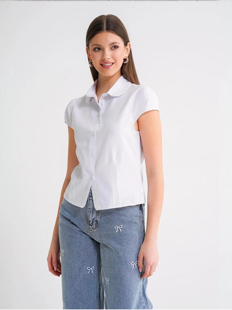Chemise en popeline slim fit avec fermeture à boutons mixray Blanc - Kiabi