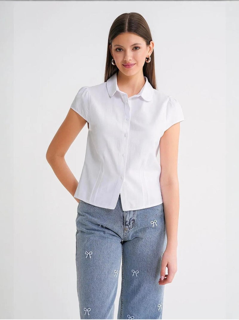 Chemise en popeline slim fit avec fermeture à boutons mixray Blanc - Kiabi
