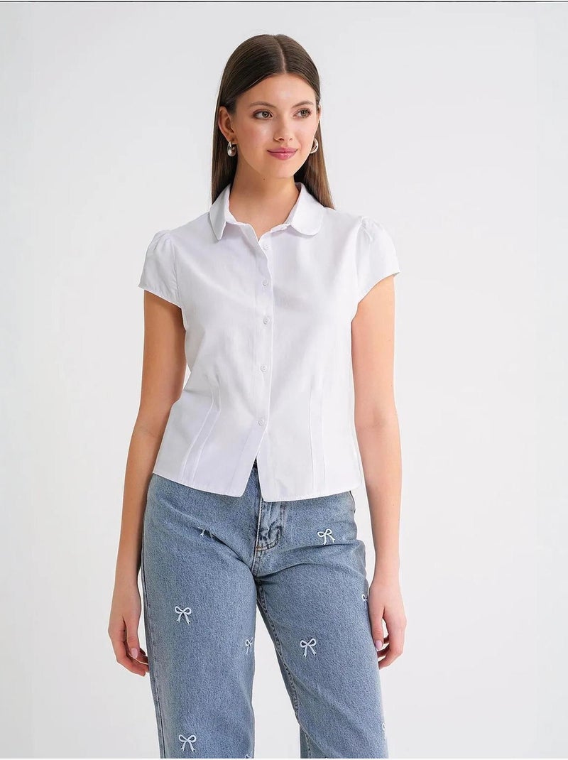 Chemise en popeline slim fit avec fermeture à boutons mixray Blanc - Kiabi