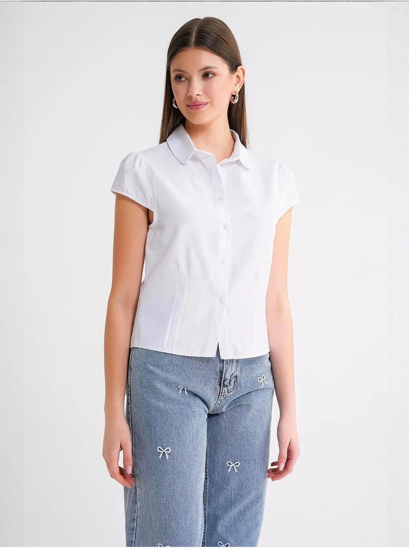 Chemise en popeline slim fit avec fermeture à boutons mixray Blanc - Kiabi