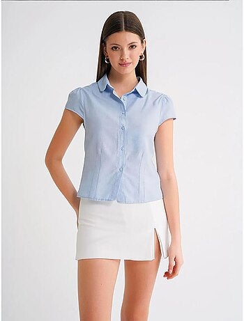 Chemise en popeline slim fit avec fermeture à boutons mixray