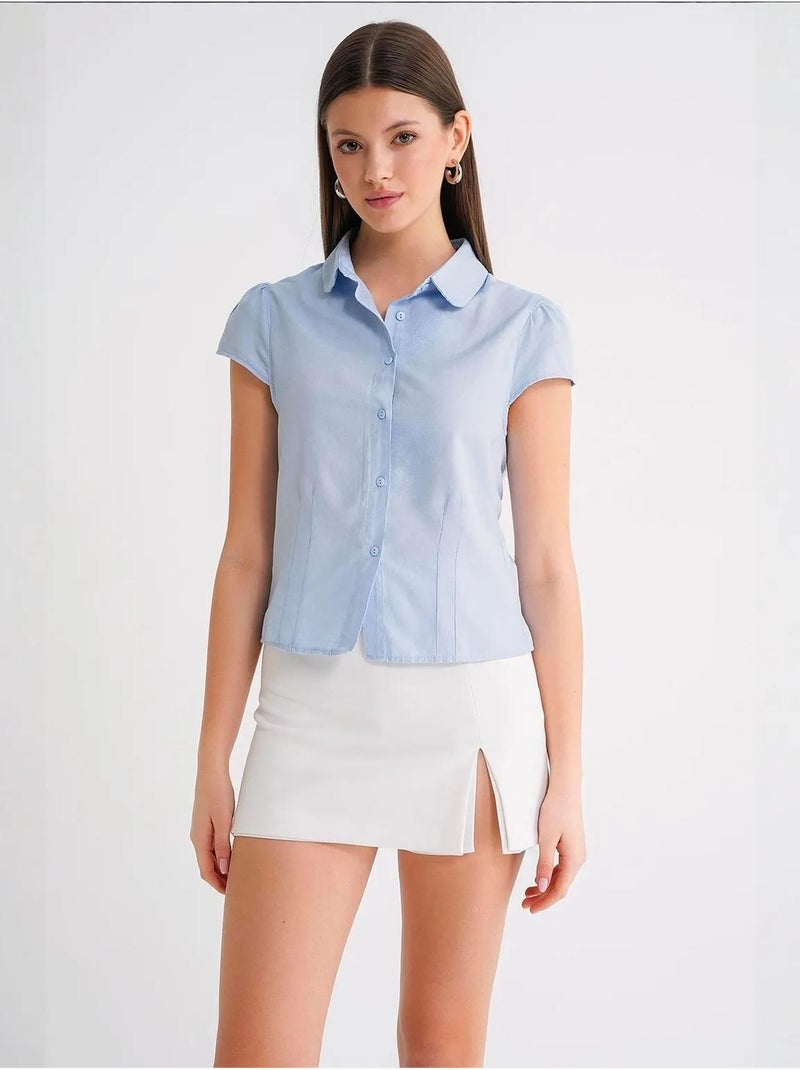 Chemise en popeline slim fit avec fermeture à boutons mixray Bleu ciel - Kiabi