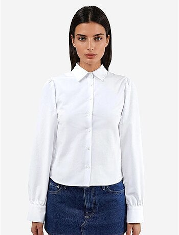 Chemise en popeline unie avec fermeture à boutons busem