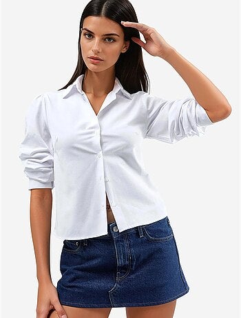 Chemise en popeline unie avec fermeture à boutons busem