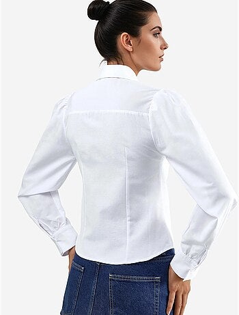 Chemise en popeline unie avec fermeture à boutons busem