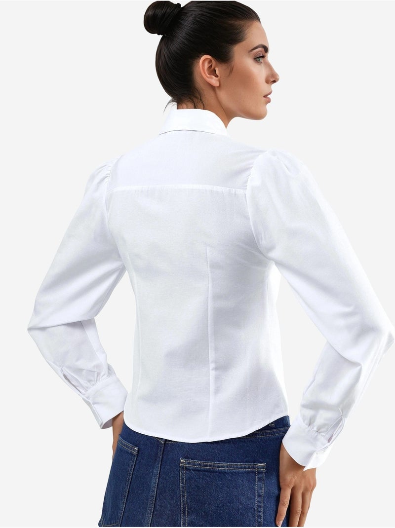 Chemise en popeline unie avec fermeture à boutons busem Blanc - Kiabi