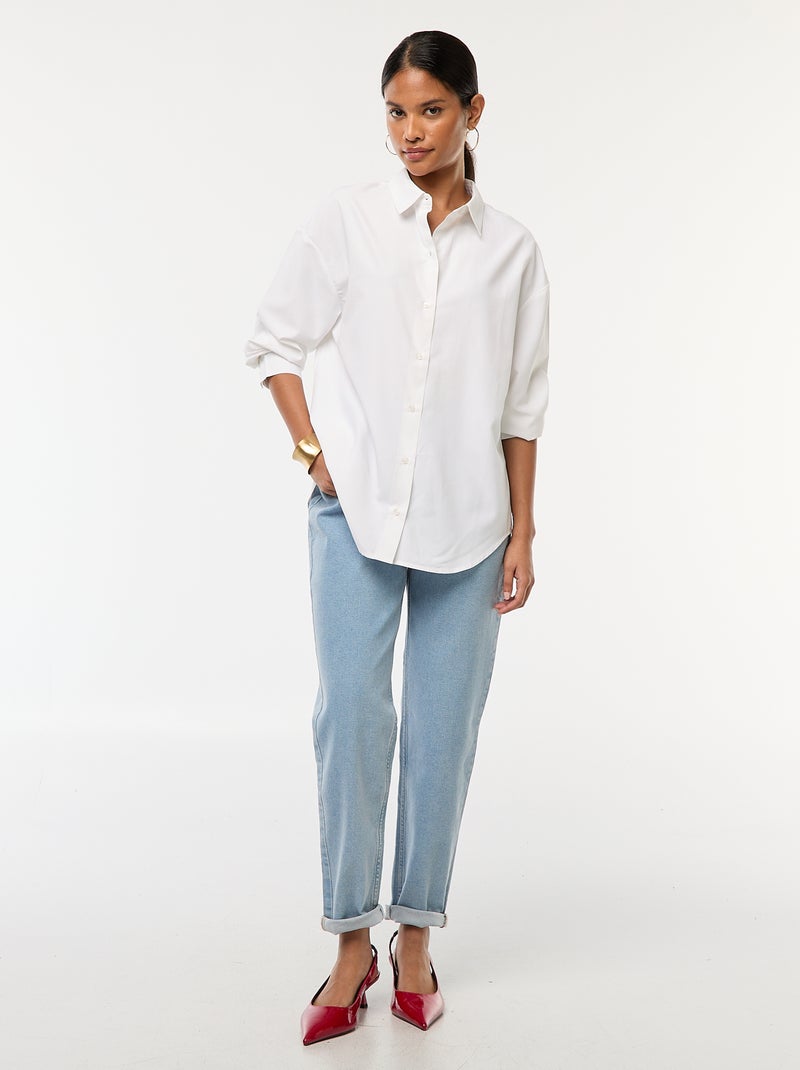 Chemise en popeline unie Blanc - Kiabi