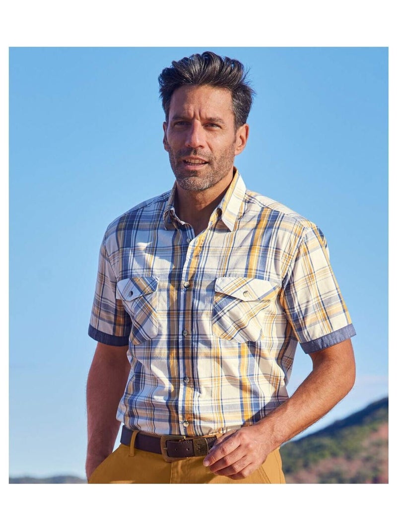 Chemise En Popeline West - ATLAS FOR MEN Bleu Blanc Gris - Kiabi