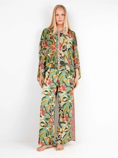 Chemise en satin à imprimé tropical - Kiabi