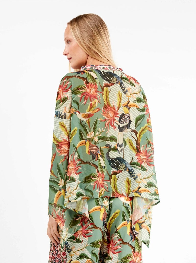 Chemise en satin à imprimé tropical Multicolore - Kiabi