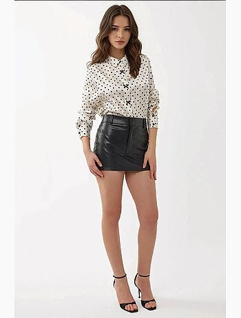 Chemise en satin à pois et boutons hiccup