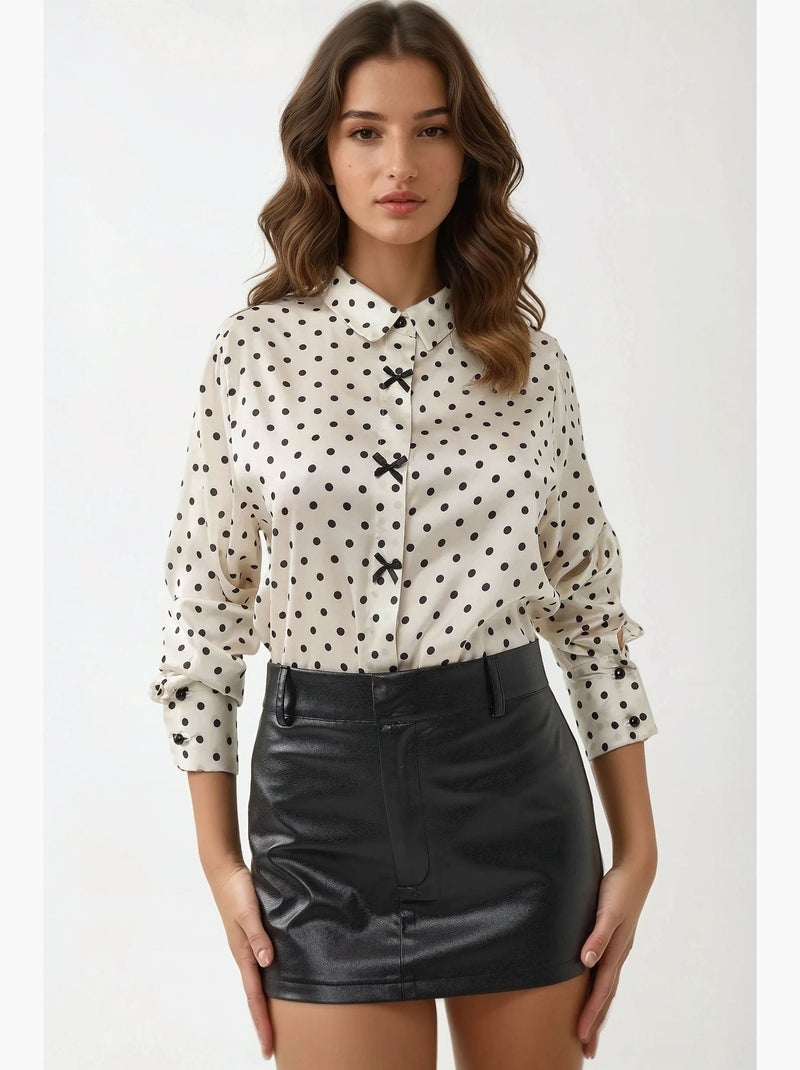 Chemise en satin à pois et boutons hiccup Multicolore - Kiabi