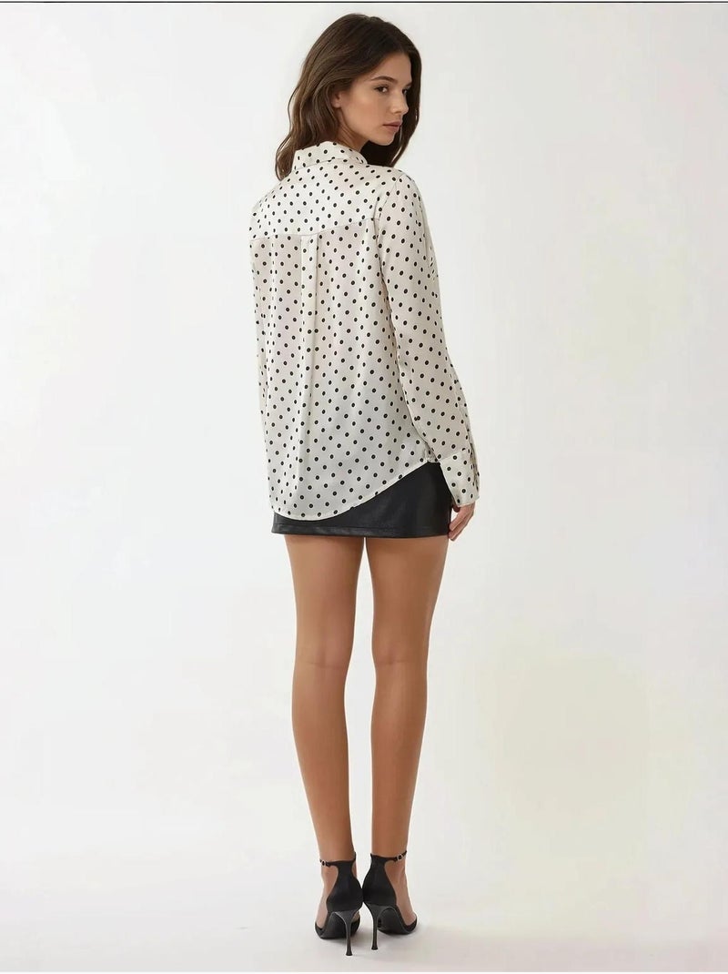 Chemise en satin à pois et boutons Multicolore - Kiabi