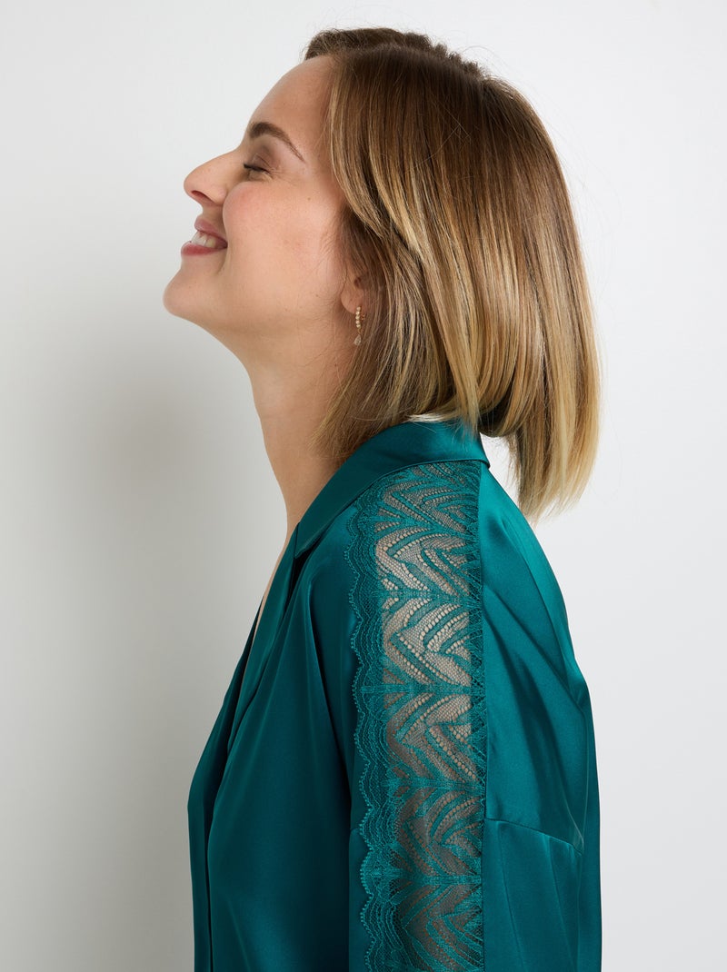 Chemise en satin Femme - RougeGorge Lingerie Bleu - Kiabi