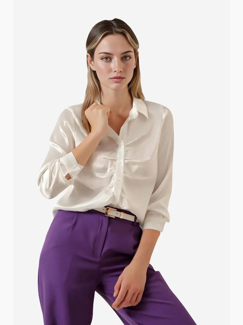 Chemise en satin froncé bdart Blanc - Kiabi