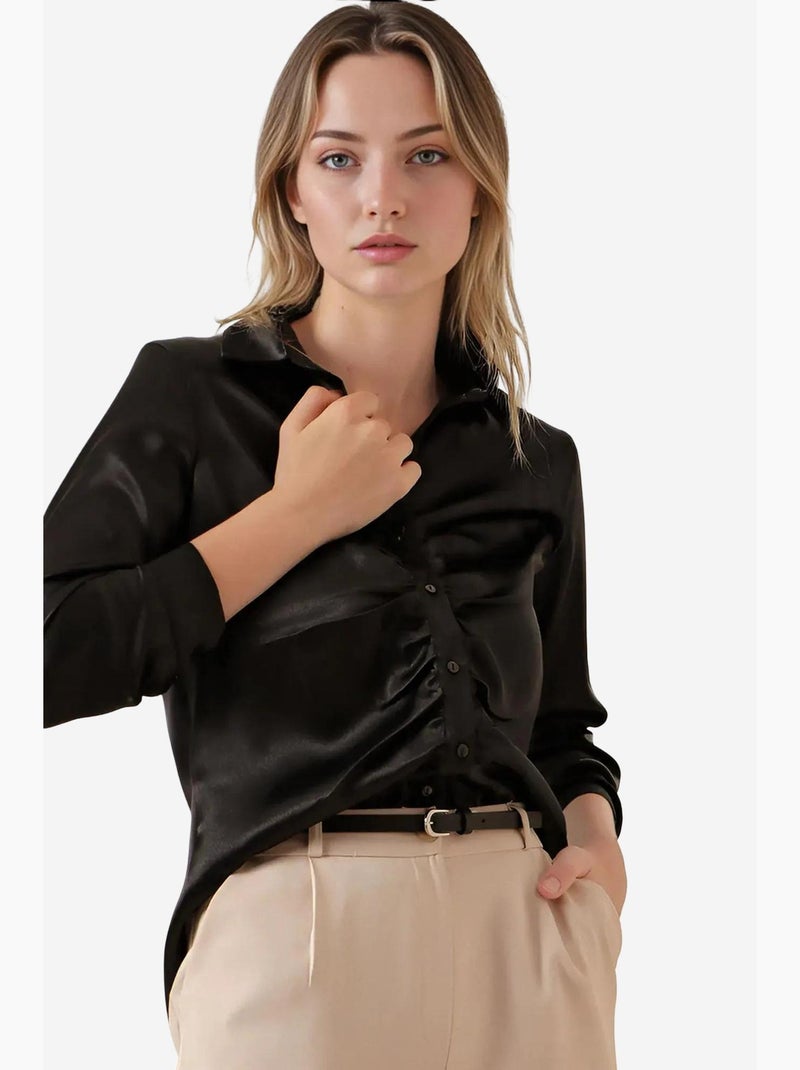 Chemise en satin froncé bdart Noir - Kiabi