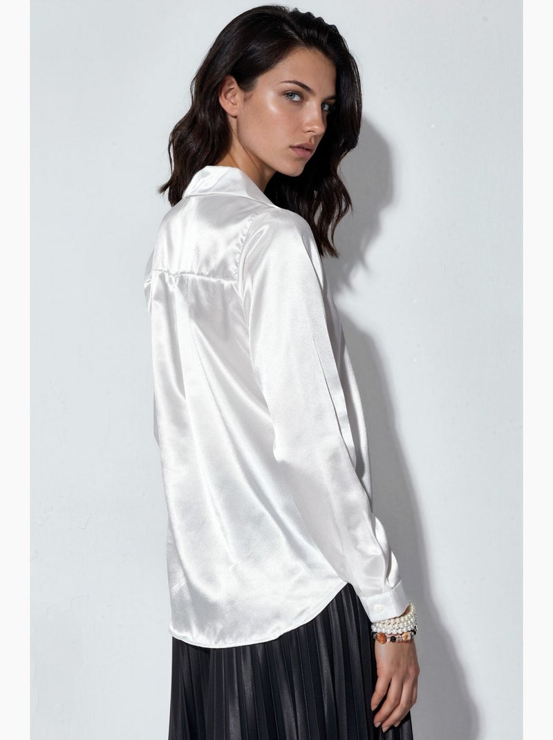 Chemise en satin tissé à boutons bdart Blanc - Kiabi