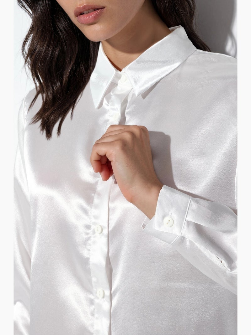 Chemise en satin tissé à boutons bdart Blanc - Kiabi