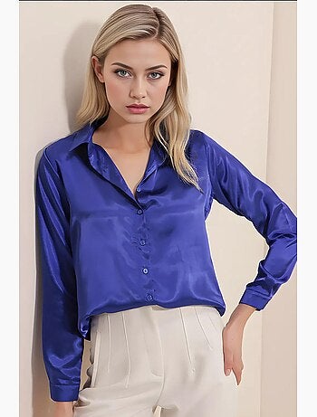 Chemise en satin tissé à boutons bdart