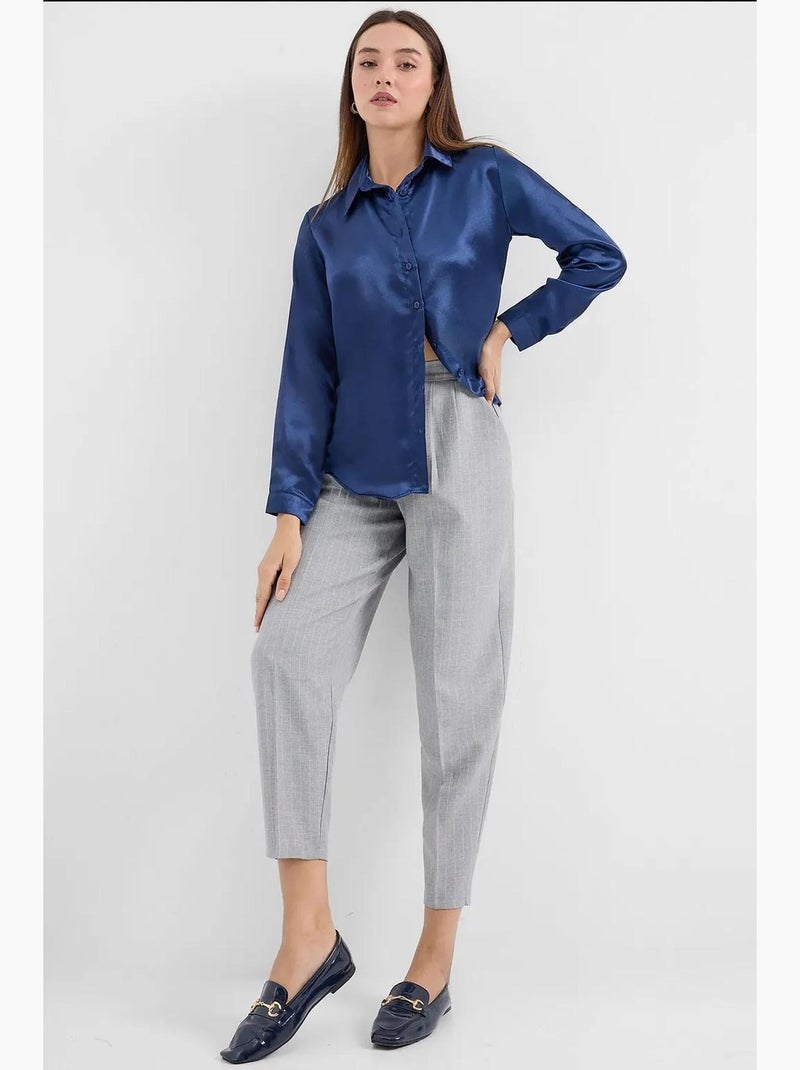 Chemise en satin tissé à boutons bdart Bleu marine - Kiabi
