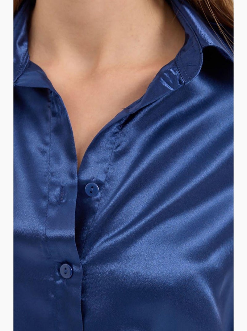 Chemise en satin tissé à boutons bdart Bleu marine - Kiabi