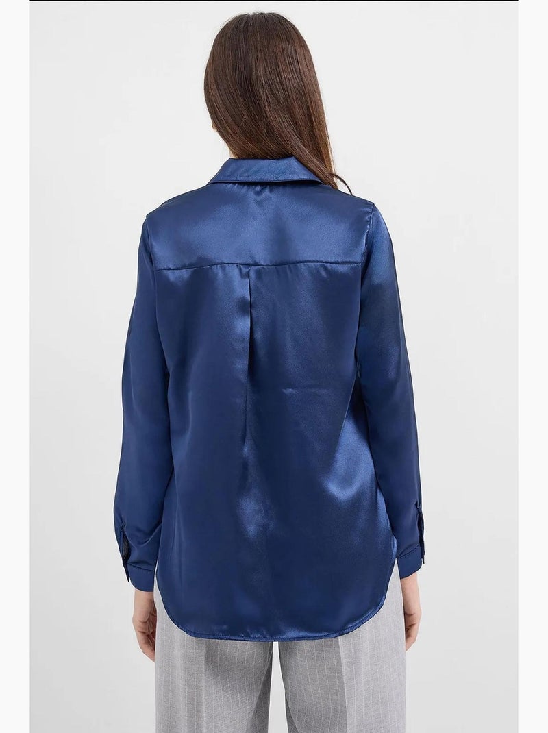 Chemise en satin tissé à boutons bdart Bleu marine - Kiabi
