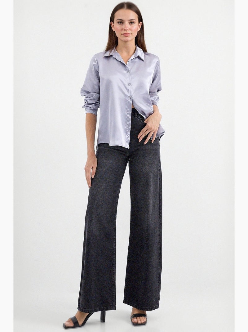 Chemise en satin tissé à boutons bdart Bleu pastel - Kiabi