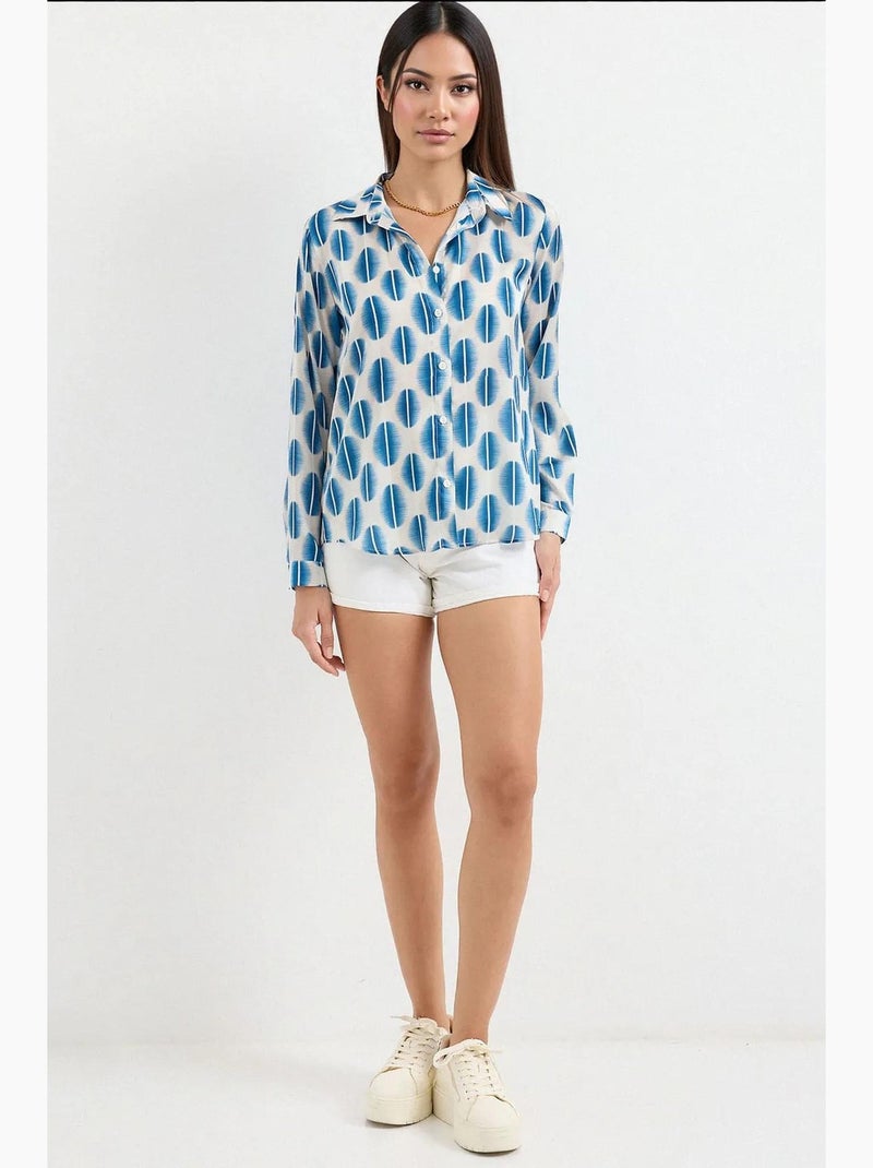Chemise en satin tissé à boutons bdart Bleu saphir - Kiabi