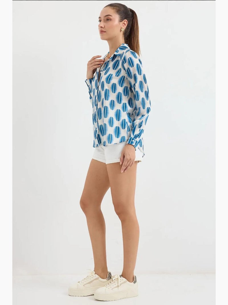 Chemise en satin tissé à boutons bdart Bleu saphir - Kiabi