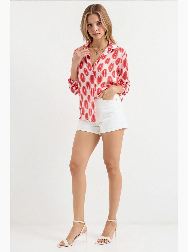 Chemise en satin tissé à boutons bdart Corail - Kiabi