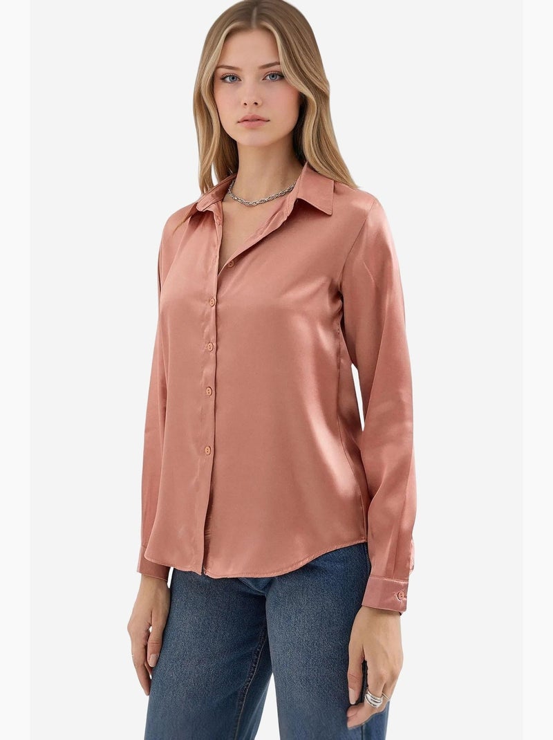 Chemise en satin tissé à boutons bdart Cuivre - Kiabi
