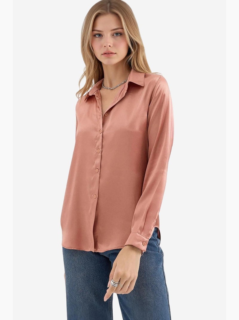 Chemise en satin tissé à boutons bdart Cuivre - Kiabi