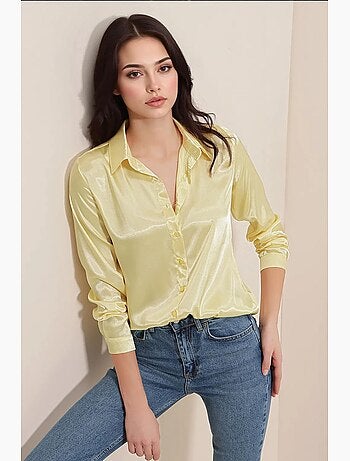 Chemise en satin tissé à boutons bdart
