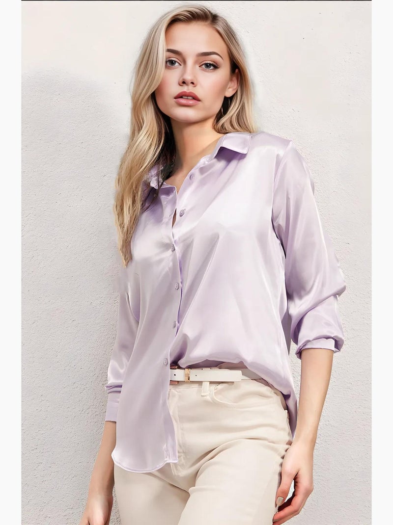Chemise en satin tissé à boutons bdart Lavande - Kiabi