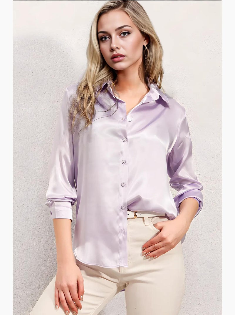 Chemise en satin tissé à boutons bdart Lavande - Kiabi