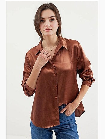 Chemise en satin tissé à boutons bdart
