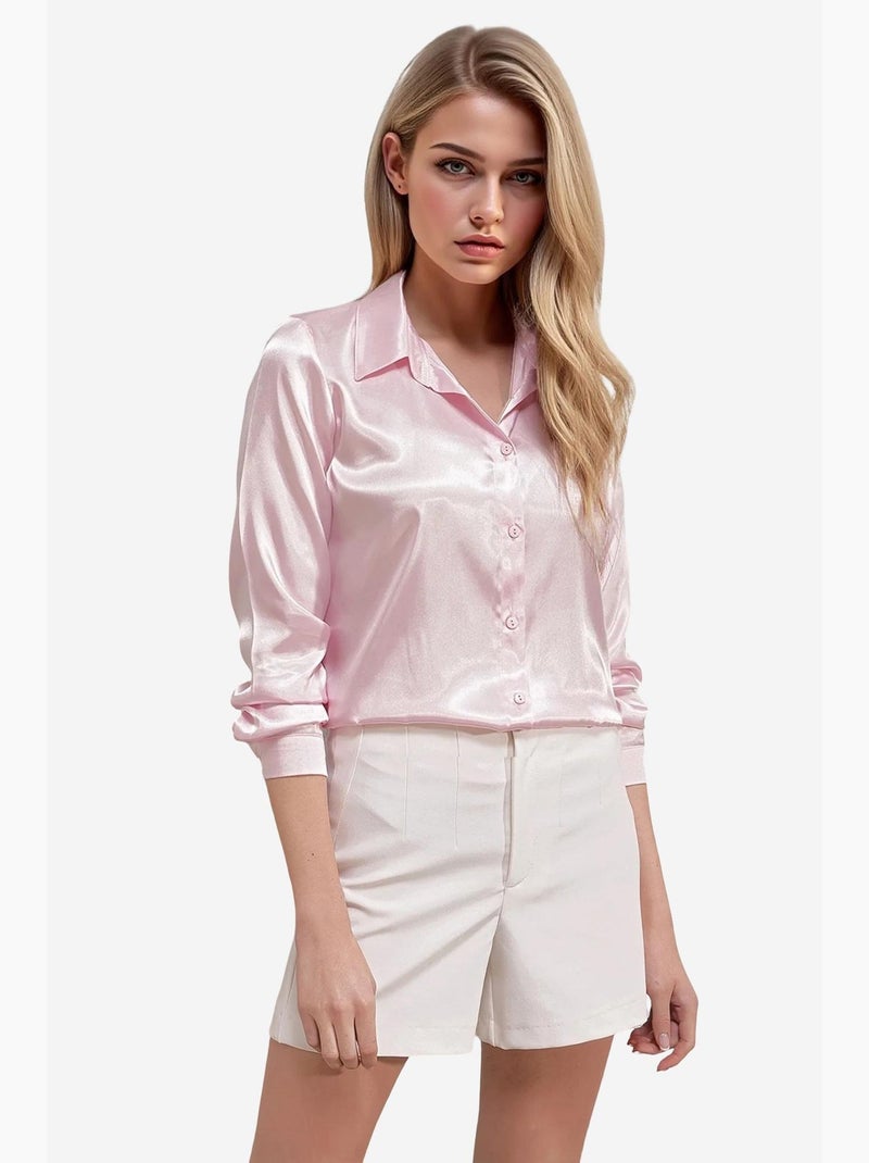 Chemise en satin tissé à boutons bdart Rose clair - Kiabi