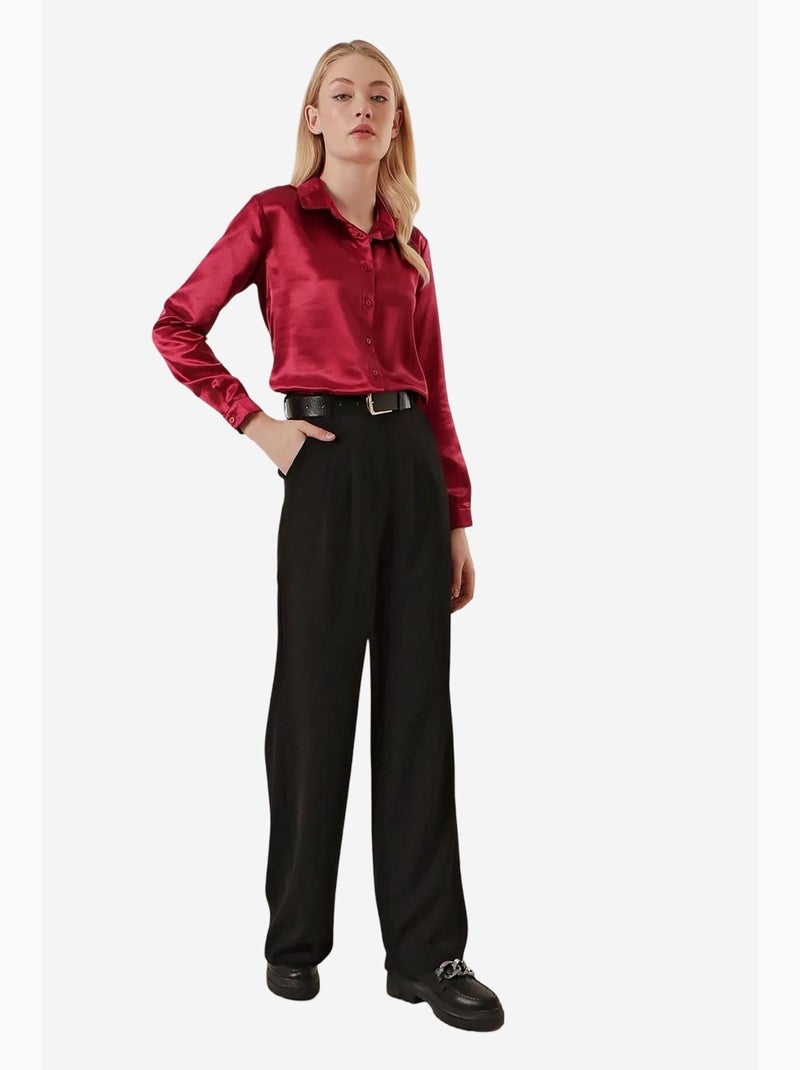 Chemise en satin tissé à boutons bdart Rouge grenat - Kiabi