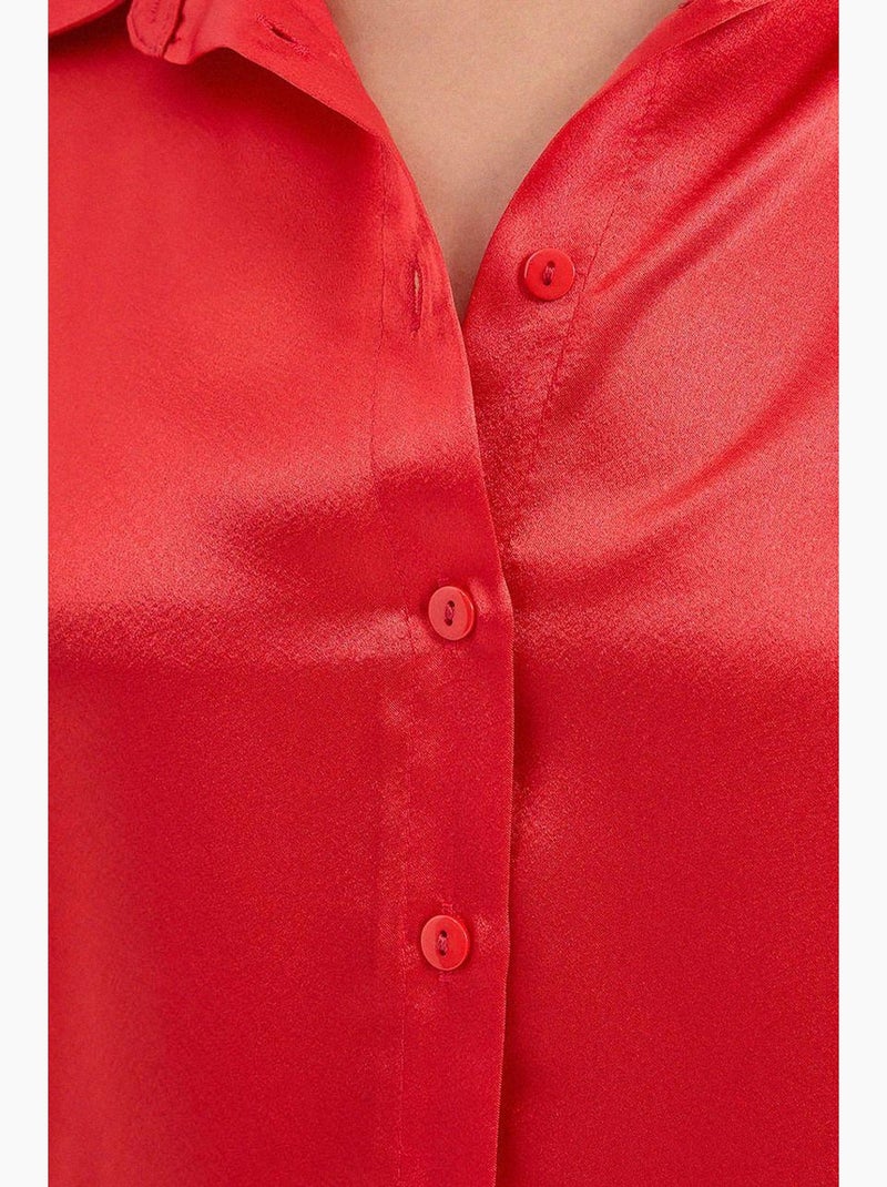 Chemise en satin tissé à boutons bdart Rouge - Kiabi