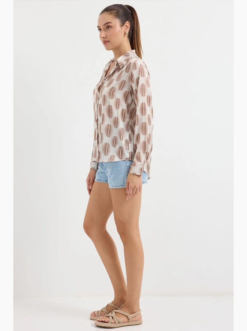Chemise en satin tissé à boutons bdart Taupe - Kiabi