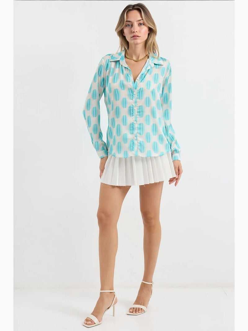 Chemise en satin tissé à boutons bdart Turquoise - Kiabi