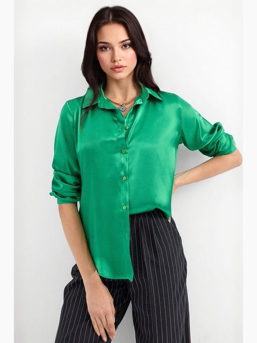 Chemise en satin tissé à boutons bdart - Kiabi Chemise en satin tissé à boutons bdart - Kiabi