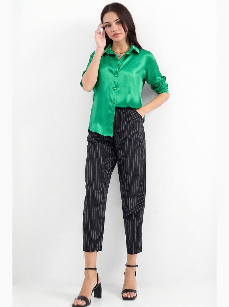 Chemise en satin tissé à boutons bdart Vert bouteille - Kiabi