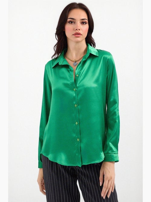 Chemise en satin tissé à boutons bdart - Kiabi Chemise en satin tissé à boutons bdart - Kiabi