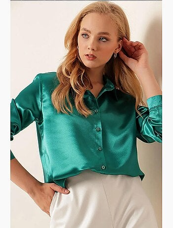 Chemise en satin tissé à boutons bdart